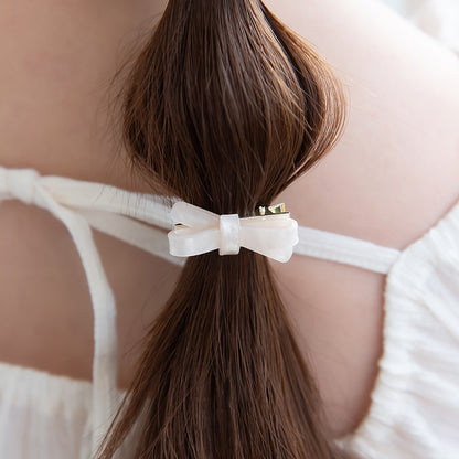 ヘアクリップ ニッケルフリー マーブル カラー リボン ３個セット ミニ サイドクリップ