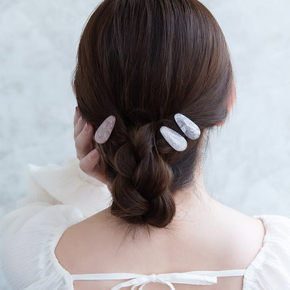 ヘアクリップ ニッケルフリー ラメ マーブル カラー ３個セット ミニ サイドクリップ