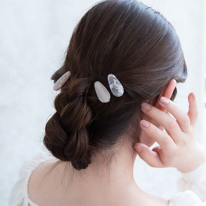 ヘアクリップ ニッケルフリー ラメ マーブル カラー ３個セット ミニ サイドクリップ