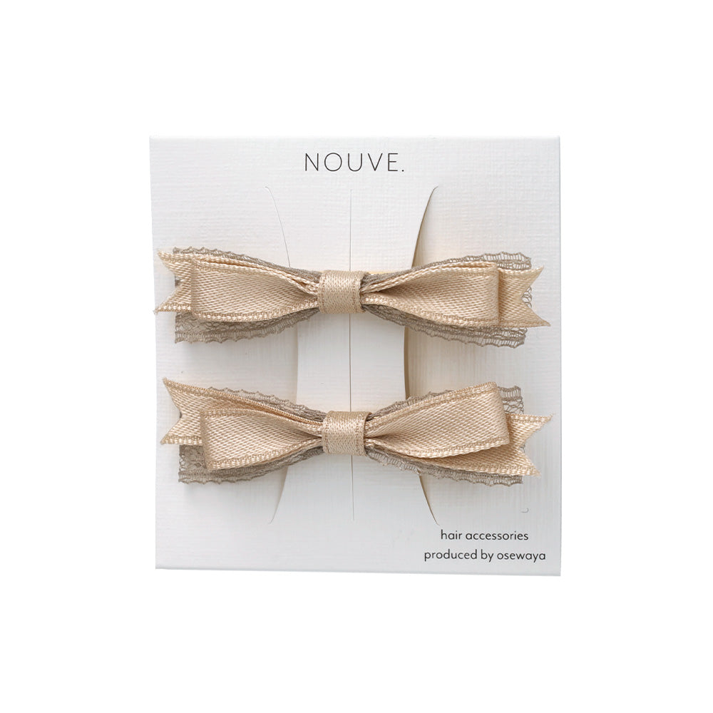 ヘアクリップ NOUVE. リボン レース 2個セット サイドクリップ