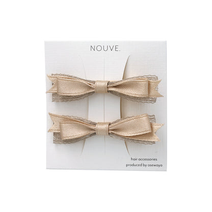 ヘアクリップ NOUVE. リボン レース 2個セット サイドクリップ