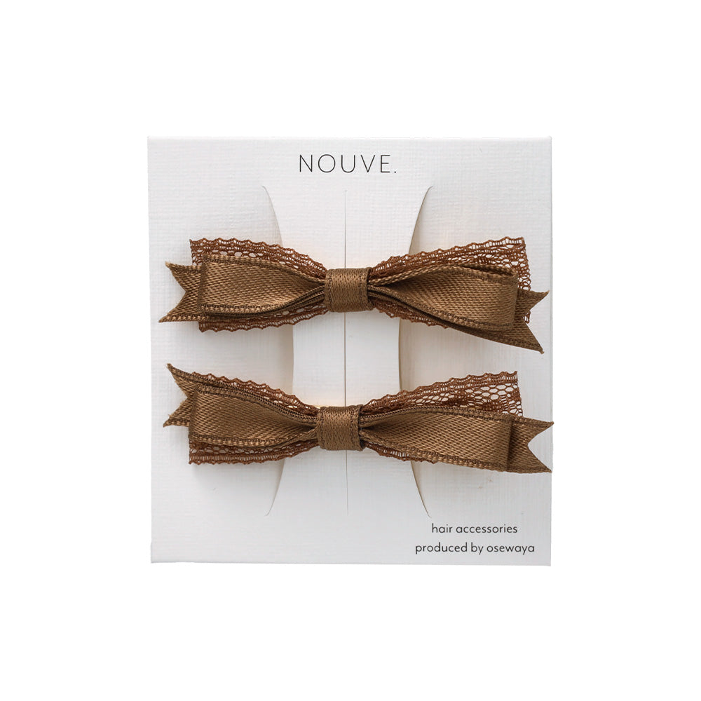 ヘアクリップ NOUVE. リボン レース 2個セット サイドクリップ