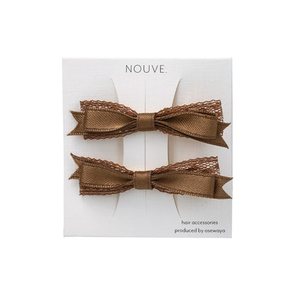 ヘアクリップ NOUVE. リボン レース 2個セット サイドクリップ