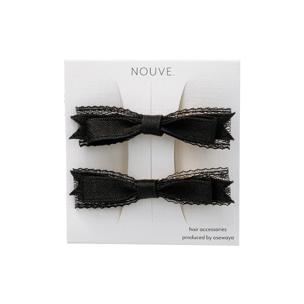 ヘアクリップ NOUVE. リボン レース 2個セット サイドクリップ