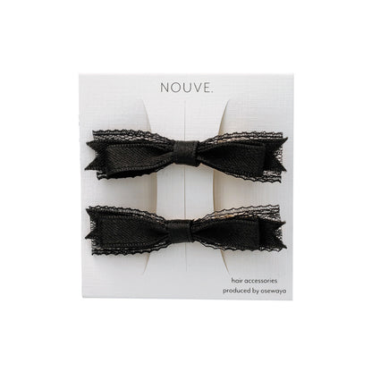 ヘアクリップ NOUVE. リボン レース 2個セット サイドクリップ