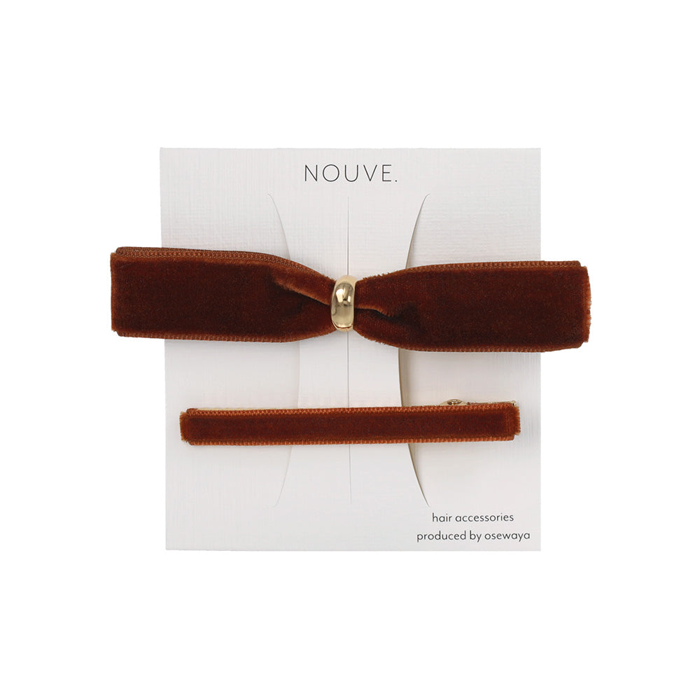 ヘアクリップ NOUVE. ニッケルフリー ベロア リボン 2個セット