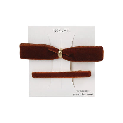 ヘアクリップ NOUVE. ニッケルフリー ベロア リボン 2個セット