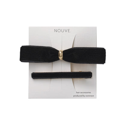 ヘアクリップ NOUVE. ニッケルフリー ベロア リボン 2個セット