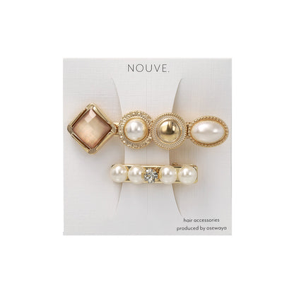 ヘアクリップ NOUVE. パール ストーン ビジュー ２個セット