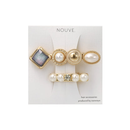 ヘアクリップ NOUVE. パール ストーン ビジュー ２個セット