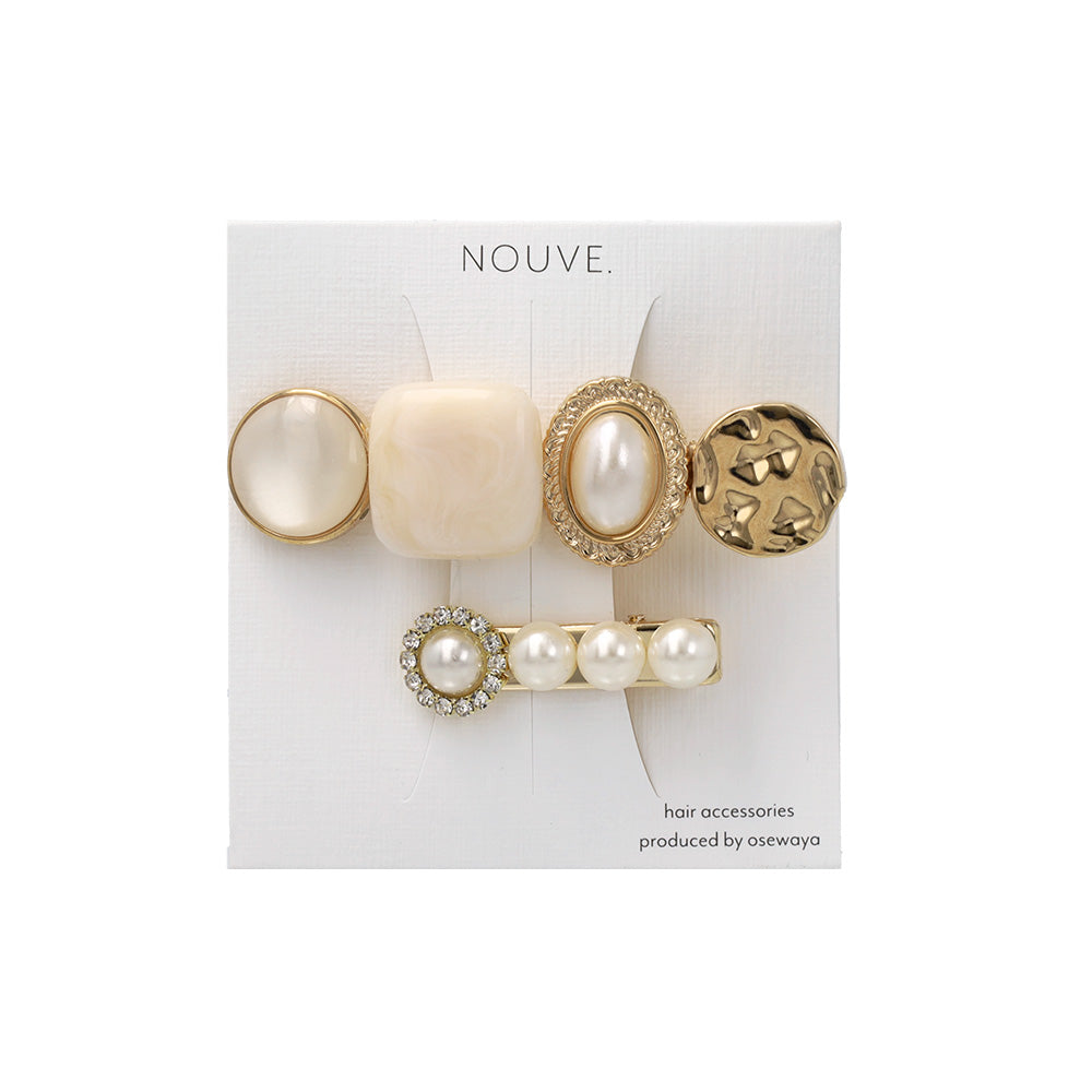 ヘアクリップ NOUVE. パール ストーン ２個セット