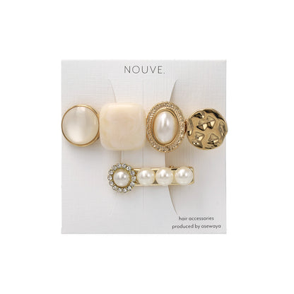 ヘアクリップ NOUVE. パール ストーン ２個セット