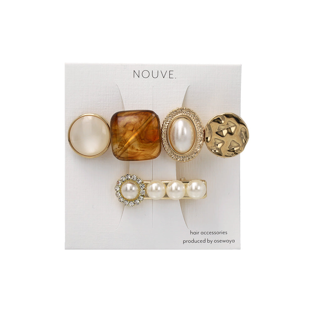 ヘアクリップ NOUVE. パール ストーン ２個セット