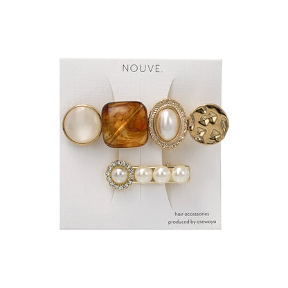 ヘアクリップ NOUVE. パール ストーン ２個セット