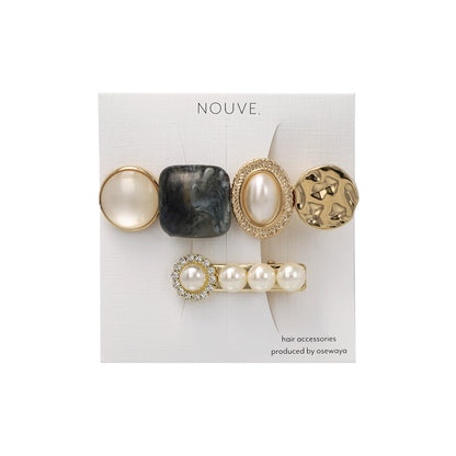 ヘアクリップ NOUVE. パール ストーン ２個セット