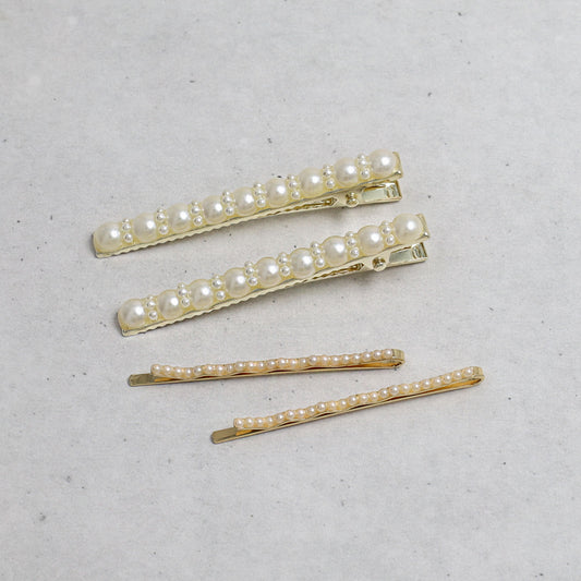 Classy ヘアクリップ メタル パール アメピン ４個セット