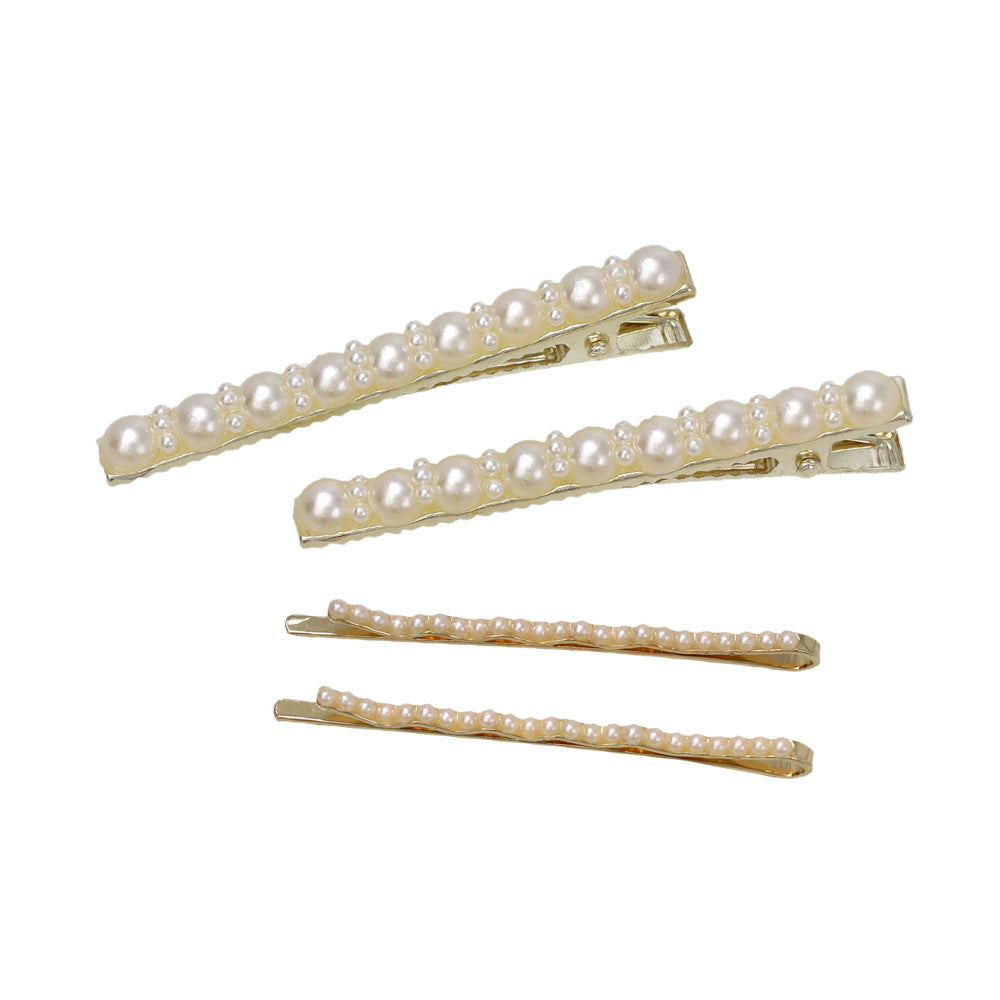 Classy ヘアクリップ メタル パール アメピン ４個セット