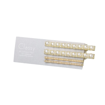 Classy ヘアクリップ メタル パール アメピン ４個セット
