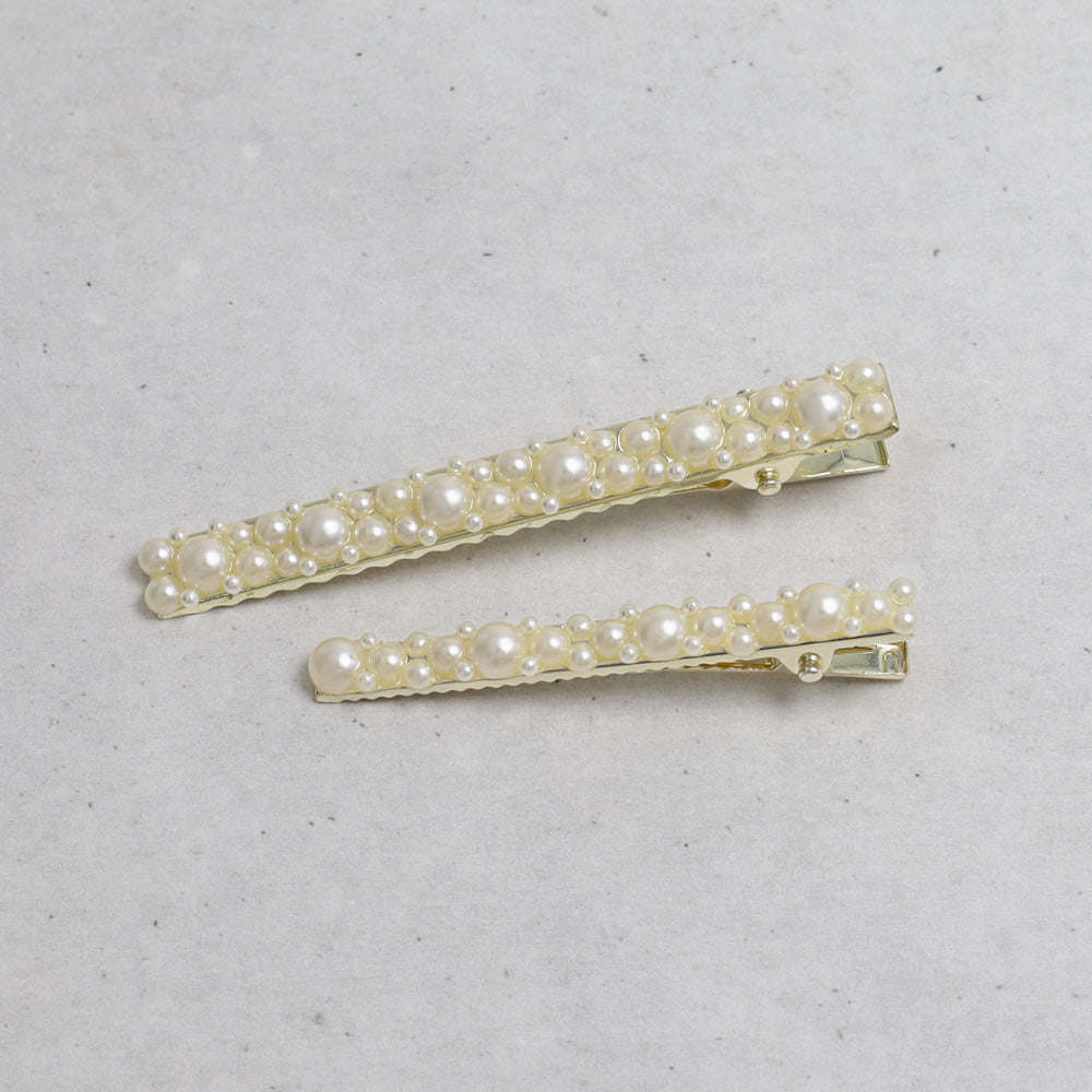 Classy ヘアクリップ メタル メニー パール ２個セット