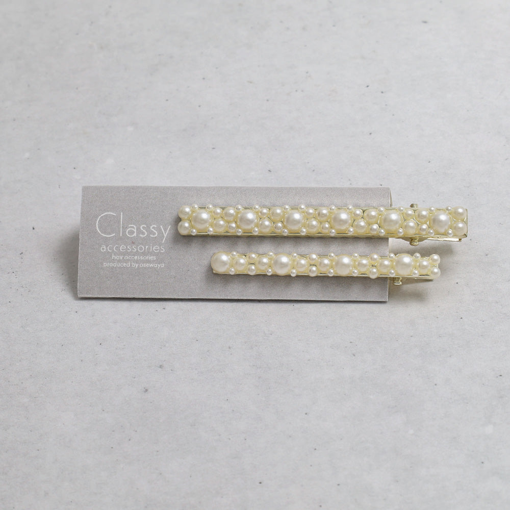 Classy ヘアクリップ メタル メニー パール ２個セット