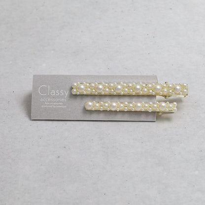 Classy ヘアクリップ メタル メニー パール ２個セット
