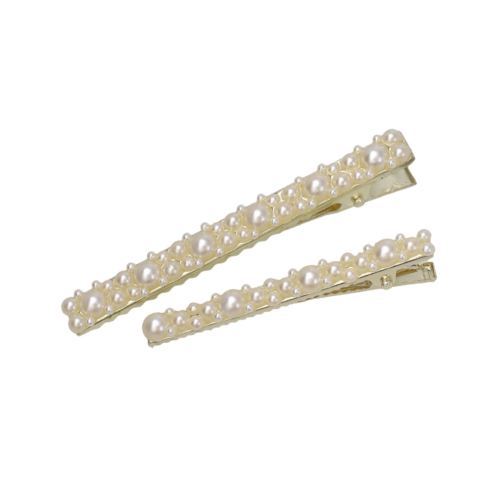 Classy ヘアクリップ メタル メニー パール ２個セット