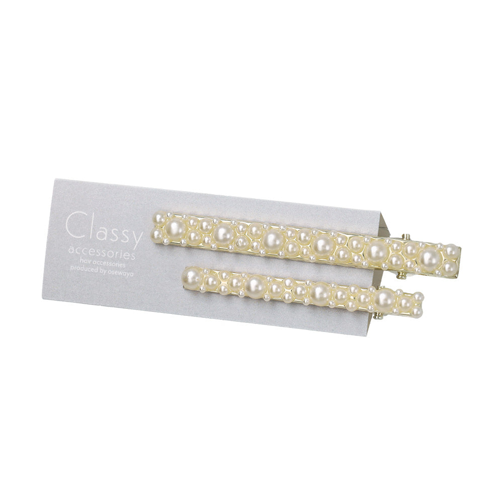 Classy ヘアクリップ メタル メニー パール ２個セット