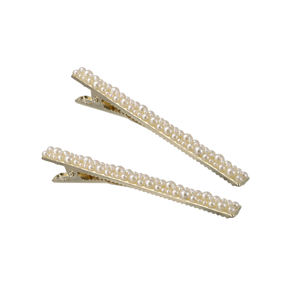 Classy ヘアクリップ メタル ランダム メニー パール ２個セット