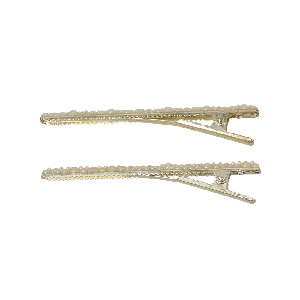 Classy ヘアクリップ メタル ランダム メニー パール ２個セット