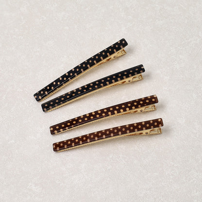 ヘアクリップ NOUVE. ピンドット 柄 レクタングル 細見 2個セット サイドクリップ