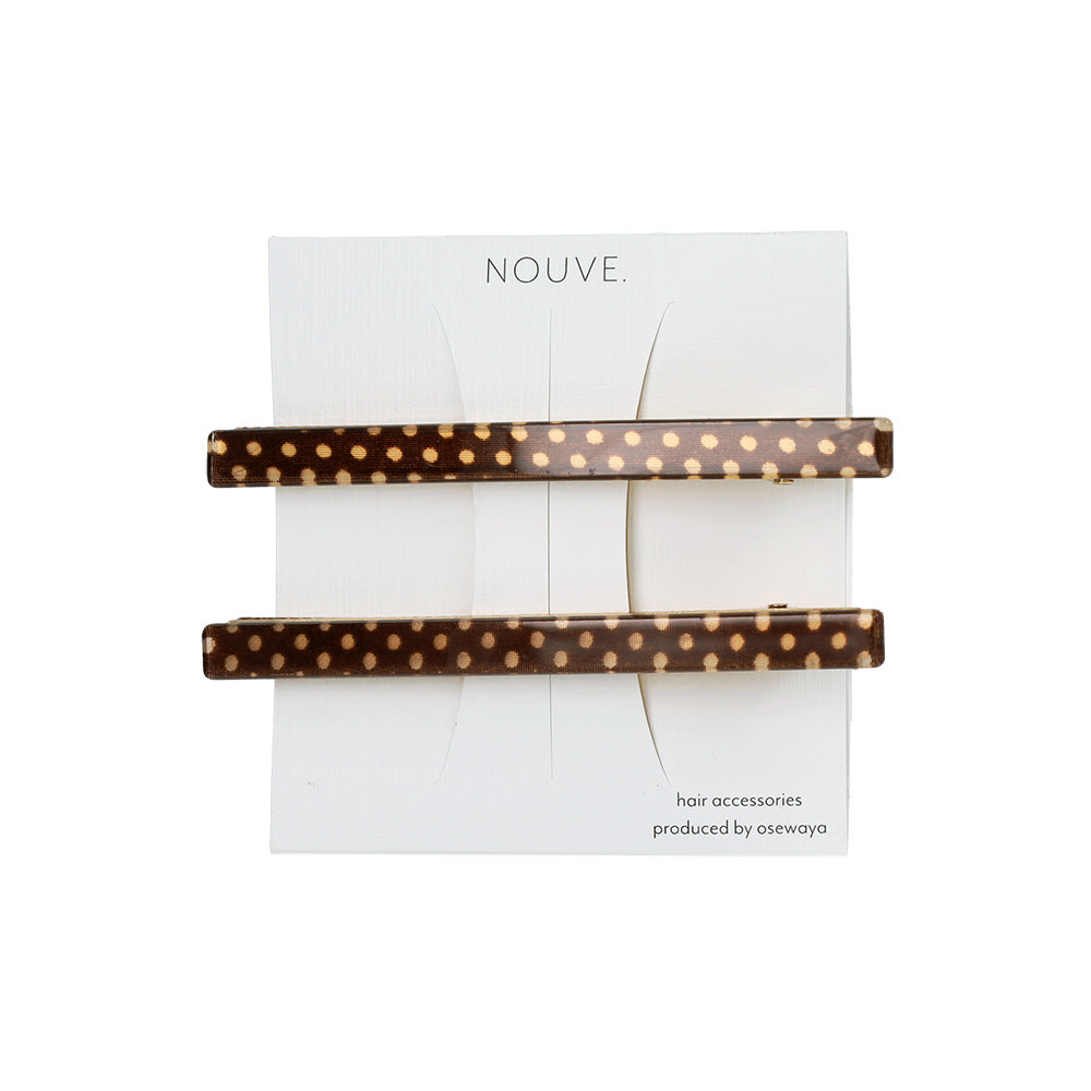 ヘアクリップ NOUVE. ピンドット 柄 レクタングル 細見 2個セット サイドクリップ
