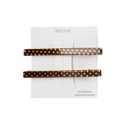 ヘアクリップ NOUVE. ピンドット 柄 レクタングル 細見 2個セット サイドクリップ