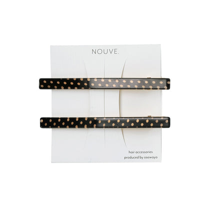 ヘアクリップ NOUVE. ピンドット 柄 レクタングル 細見 2個セット サイドクリップ