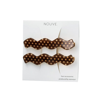 ヘアクリップ NOUVE. ピンドット 柄 ウェーブ 2個セット サイドクリップ