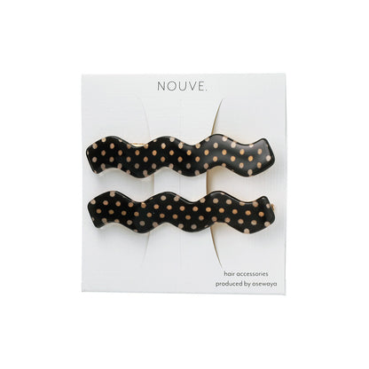 ヘアクリップ NOUVE. ピンドット 柄 ウェーブ 2個セット サイドクリップ