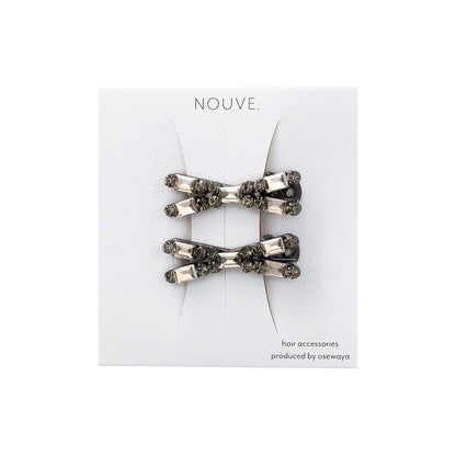 ヘアクリップ NOUVE. ストーン クロス 2個セット