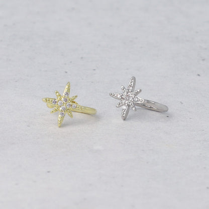 イヤーカフ ニッケルフリー メタル 星 キュービックジルコニア イヤリング 【片耳用】