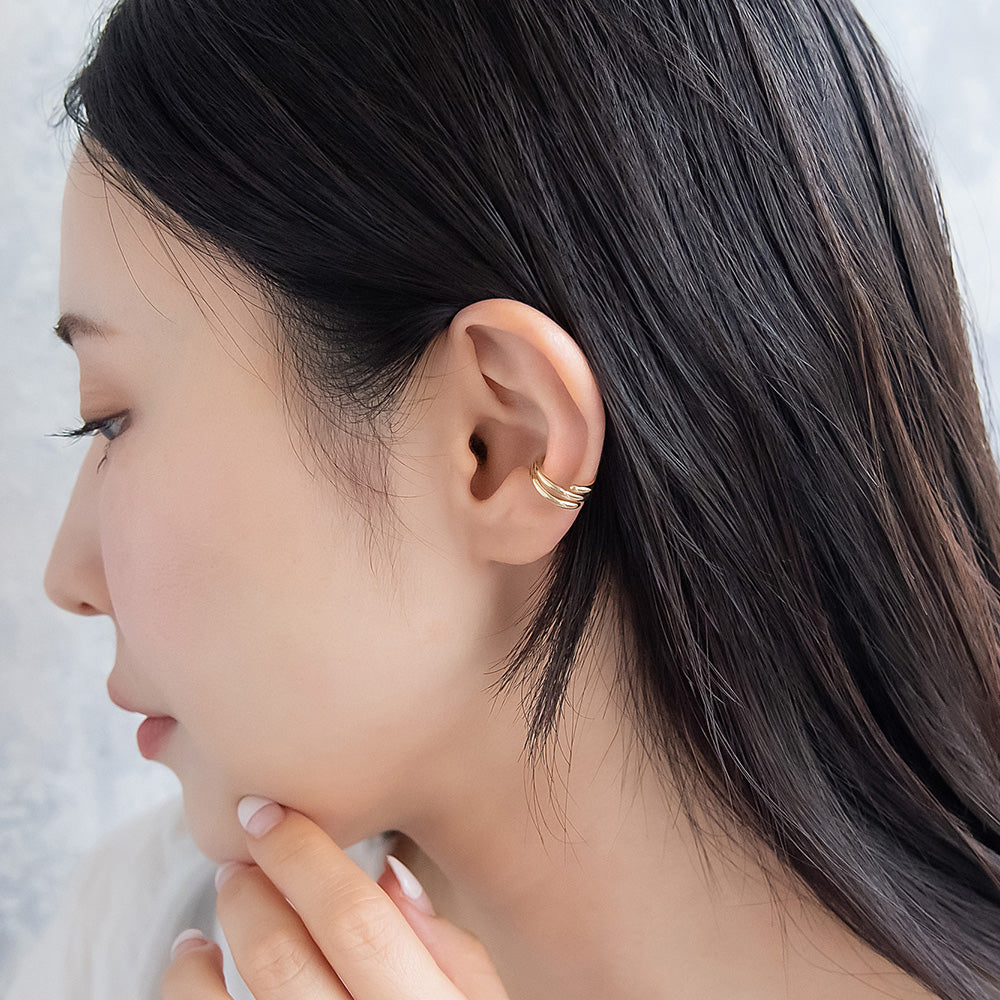 イヤーカフ ニッケルフリー メタル 3連風 イヤリング 【片耳用】