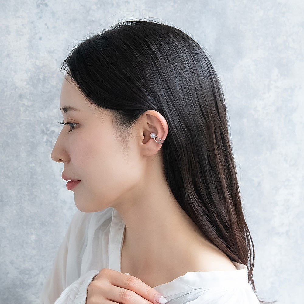 イヤーカフ ニッケルフリー メタル パール イヤリング 【片耳用】