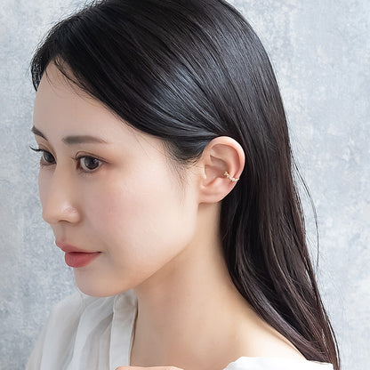イヤーカフ ニッケルフリー メタル ウエーブ キュービックジルコニア イヤリング 【片耳用】