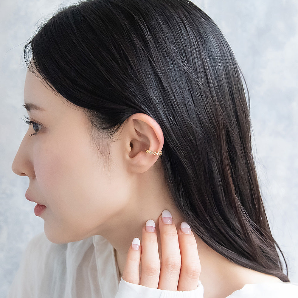 イヤーカフ ニッケルフリー メタル ロンバス キュービックジルコニア イヤリング 【片耳用】