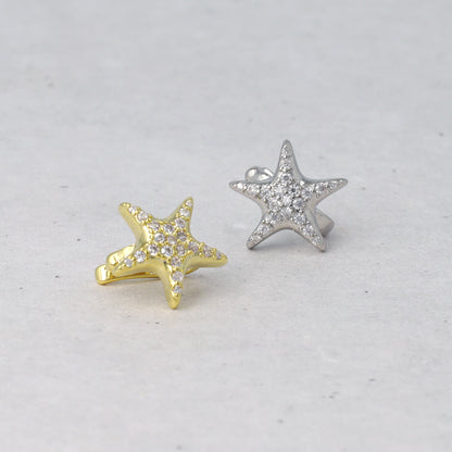 イヤーカフ ニッケルフリー メタル 星 パヴェ キュービックジルコニア イヤリング 【片耳用】