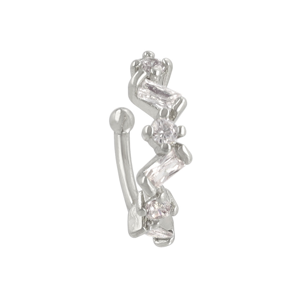 イヤーカフ ニッケルフリー メタル キュービックジルコニア  ストーン ランダム レクタングル イヤリング 【片耳用】