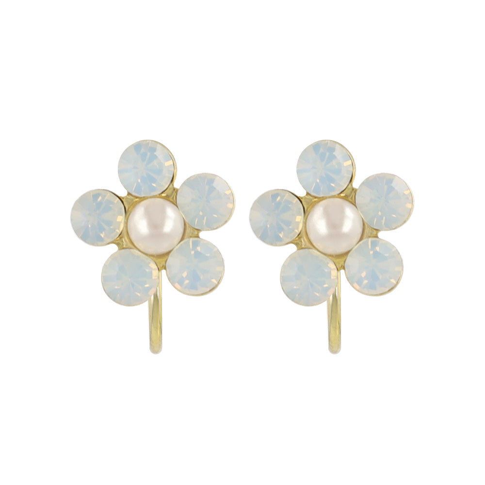 イヤリング ニッケルフリー フラワー カラー ストーン パール ネジバネ