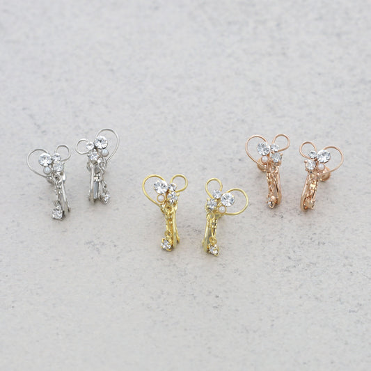 イヤリング ニッケルフリー ミニ パール ストーン ワイヤー ドロップ ネジバネ式イヤリング