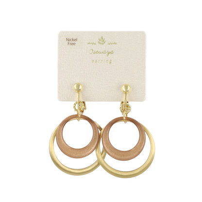 イヤリング ニッケルフリー メタル 2連 カラー サークル ネジバネ式イヤリング