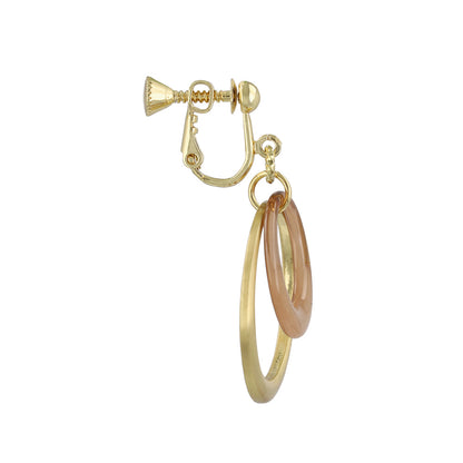 イヤリング ニッケルフリー メタル 2連 カラー サークル ネジバネ式イヤリング