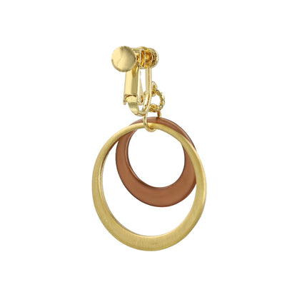 イヤリング ニッケルフリー メタル 2連 カラー サークル ネジバネ式イヤリング