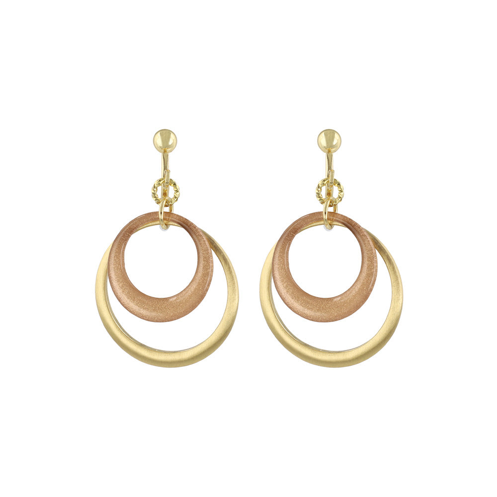 イヤリング ニッケルフリー メタル 2連 カラー サークル ネジバネ式イヤリング