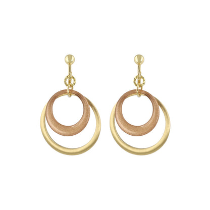 イヤリング ニッケルフリー メタル 2連 カラー サークル ネジバネ式イヤリング